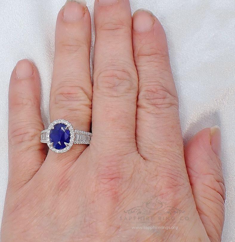 GIA Certified 2.76 ct Platinum Sapphire Ring - Ceylon Natural Blue Sapphire For Sale 2