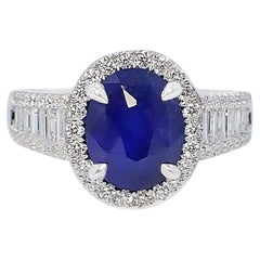 GIA Certified 2.76 ct Platinum Sapphire Ring - Ceylon Natural Blue Sapphire 