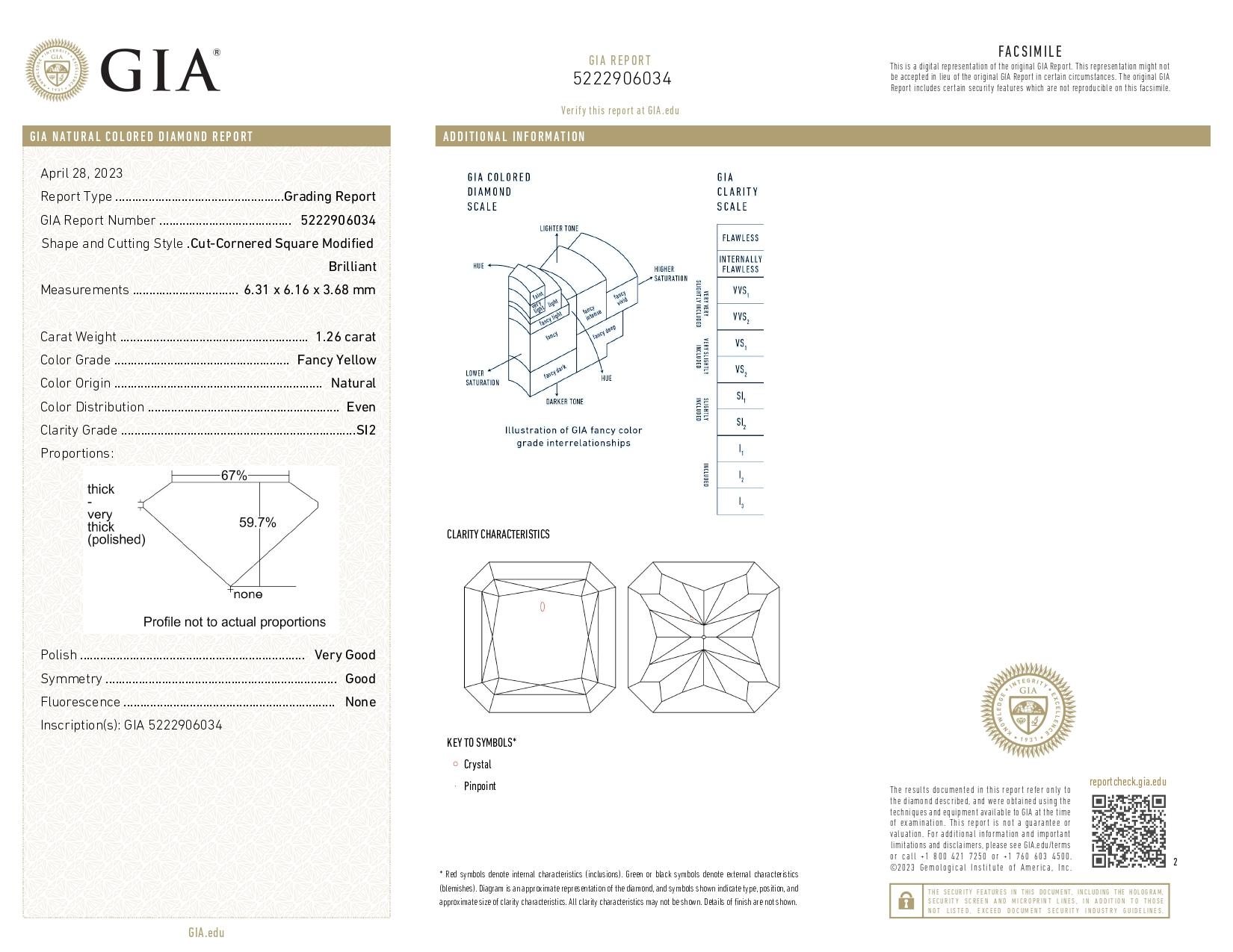 GIA Certified 2.77 Carats Fancy Yellow Diamond Earrings in 18k White Gold For Sale 1
