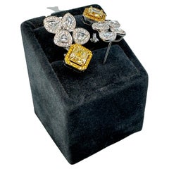 GIA Certified 2.77 Carats Fancy Yellow Diamond Earrings in 18k White Gold