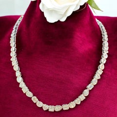 GIA Certified 27.75 Carats F/VS1 Multi-Shape Diamonds Bezel Necklace in 18K Gold