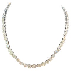 GIA Certified 27.75 Carats F/VS1 Multi-Shape Diamonds Bezel Necklace in 18K Gold