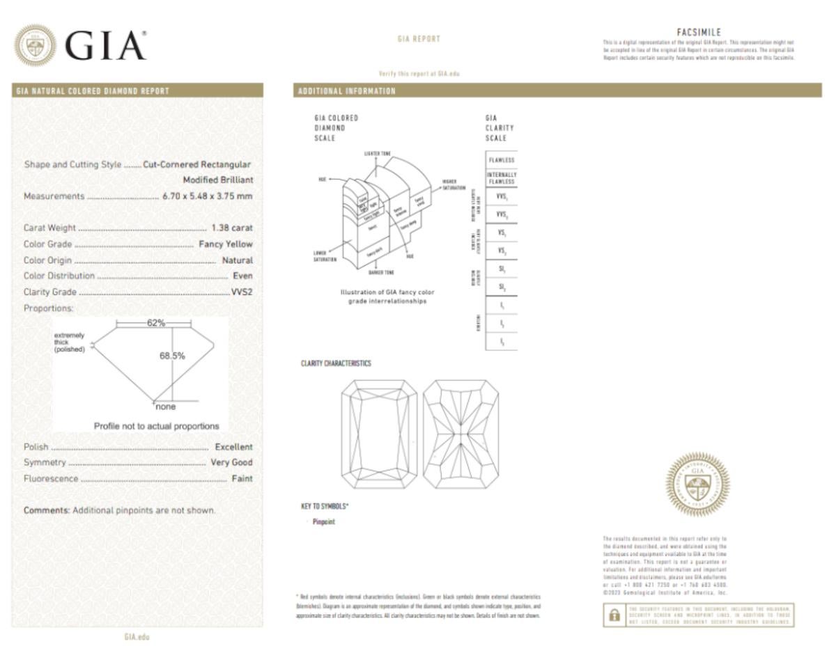 GIA Certified 2.80 FancyYellow Radiant Cut Diamond 18K Yellow Gold Stud Earrings In New Condition For Sale In Chicago, IL