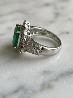 GIA Certified 2.8 Carat Emerald Diamond Halo Ring in Platinum