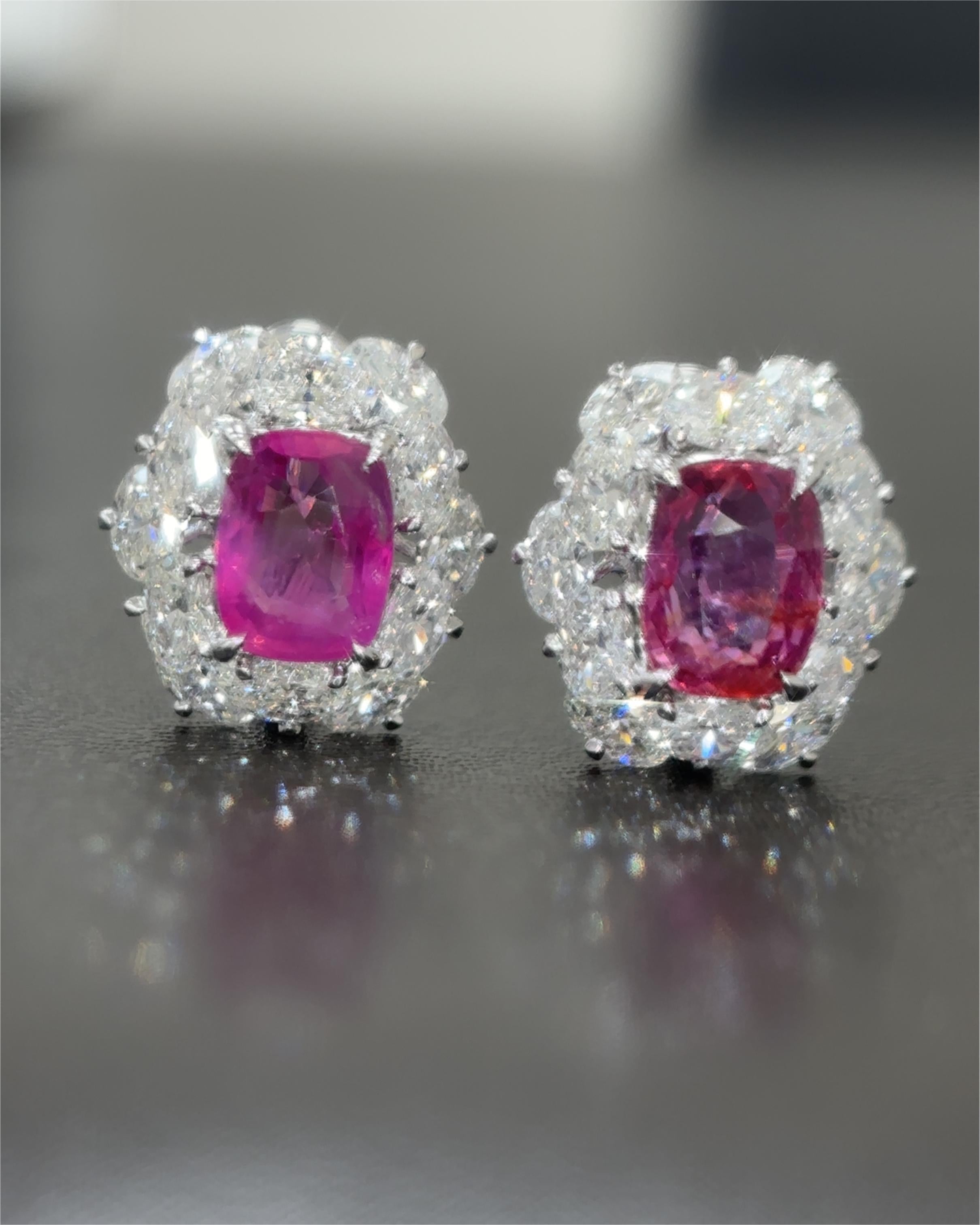 Orecchini in platino con zaffiro rosa di Burma senza calore certificati GIA da 2.80 carati in vendita 5