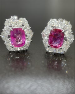 Orecchini in platino con zaffiro rosa di Burma senza calore certificati GIA da 2.80 carati