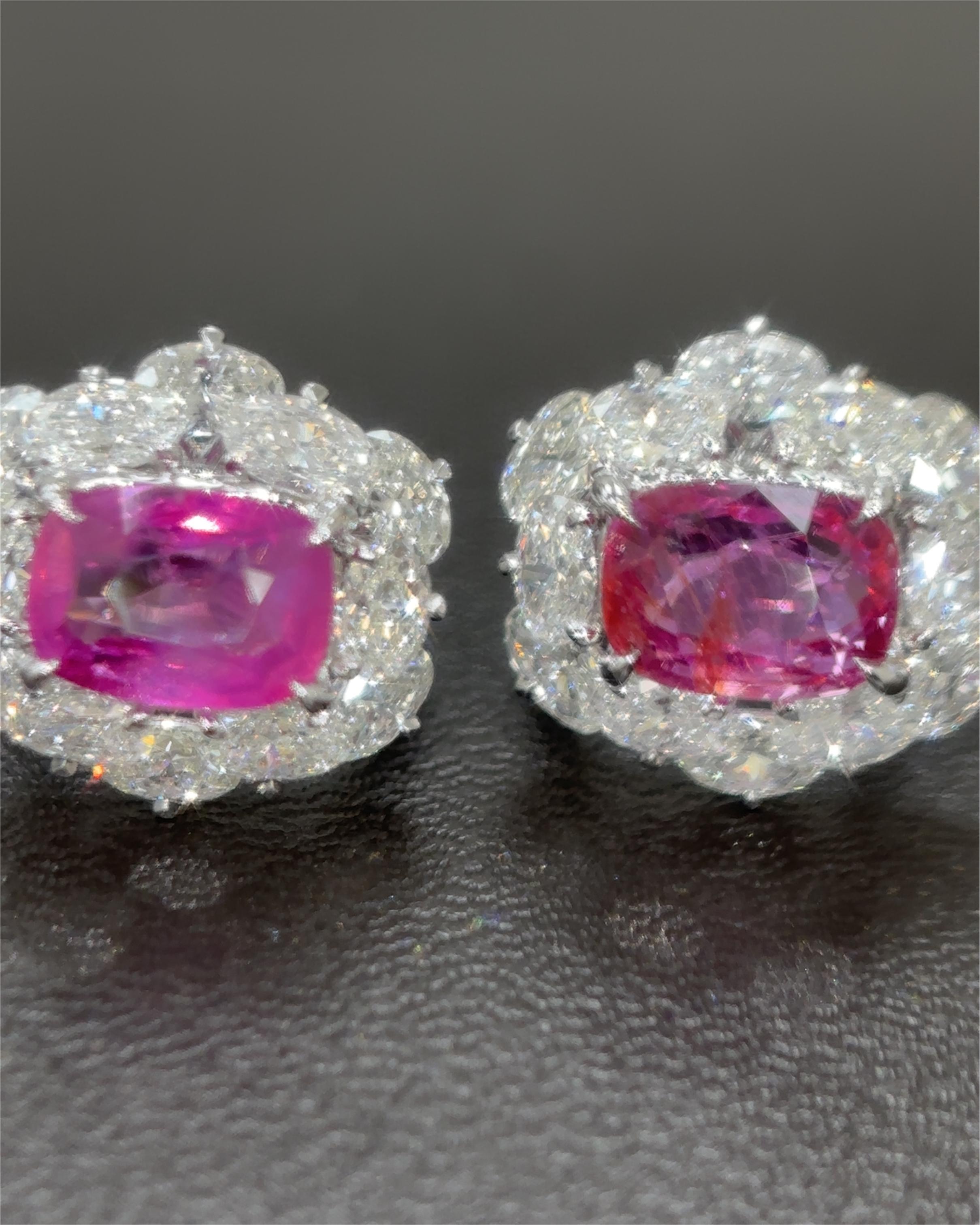 Orecchini in platino con zaffiro rosa di Burma senza calore certificati GIA da 2.80 carati in vendita 4