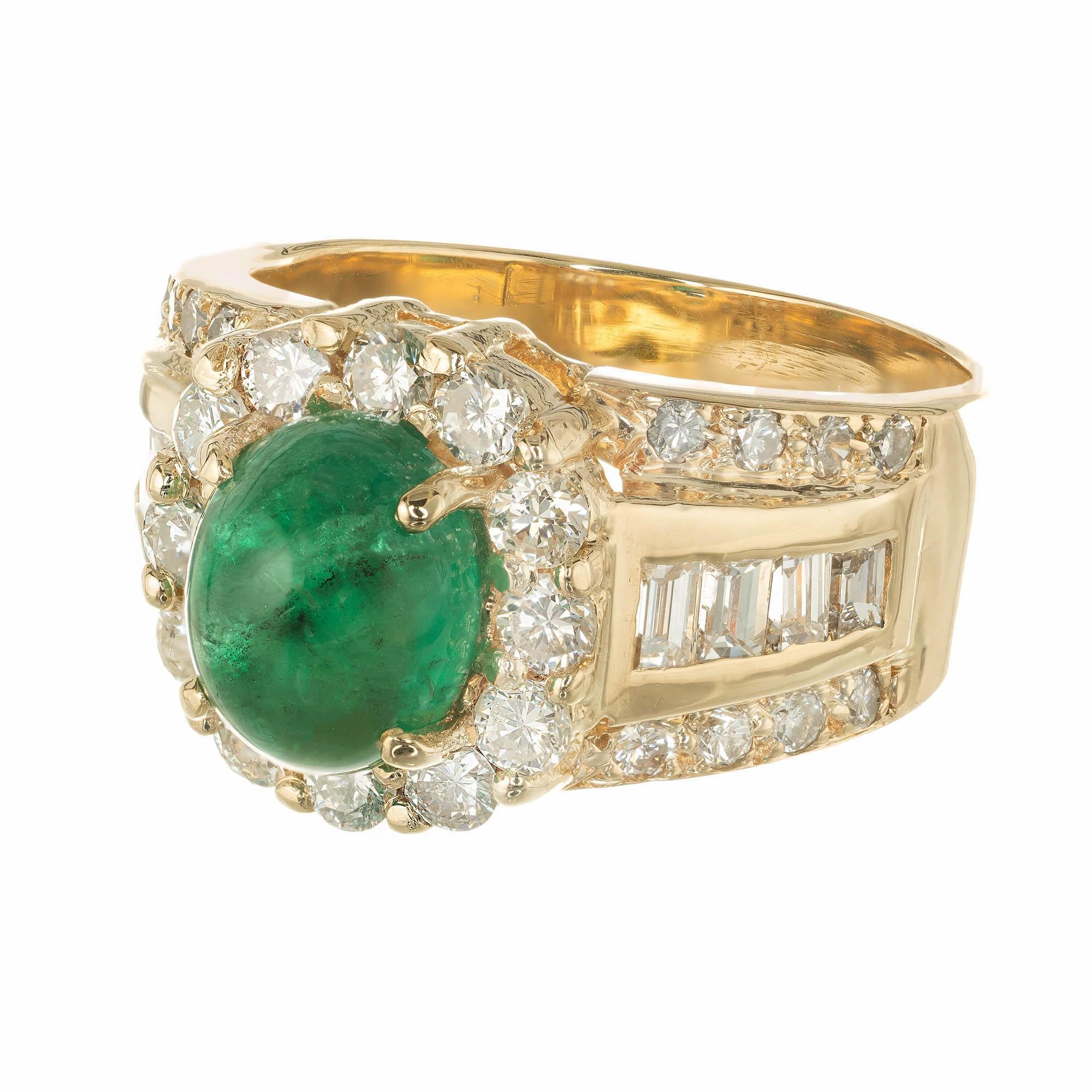 Oval Cut GIA Certified 2.00 Carat Emerald Diamond Gold Cocktail Ring For Sale