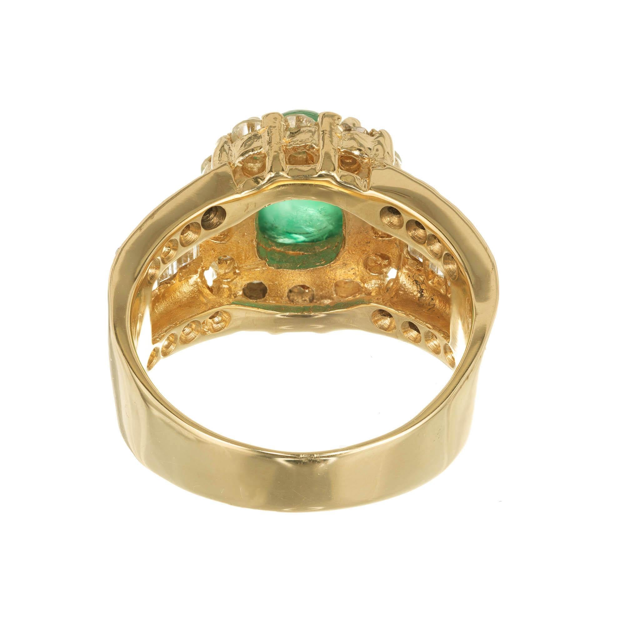Women's GIA Certified 2.00 Carat Emerald Diamond Gold Cocktail Ring For Sale