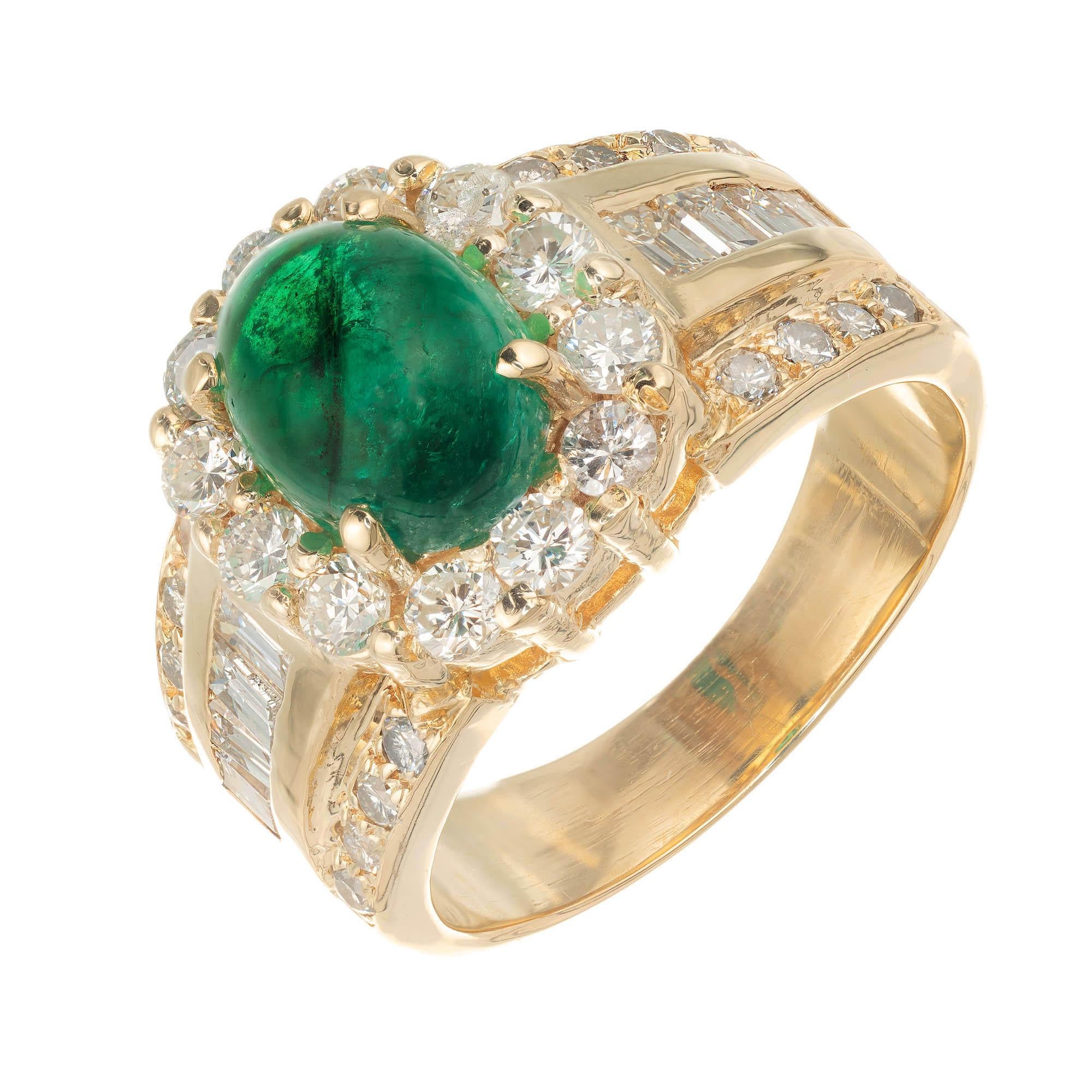 GIA Certified 2.00 Carat Emerald Diamond Gold Cocktail Ring For Sale