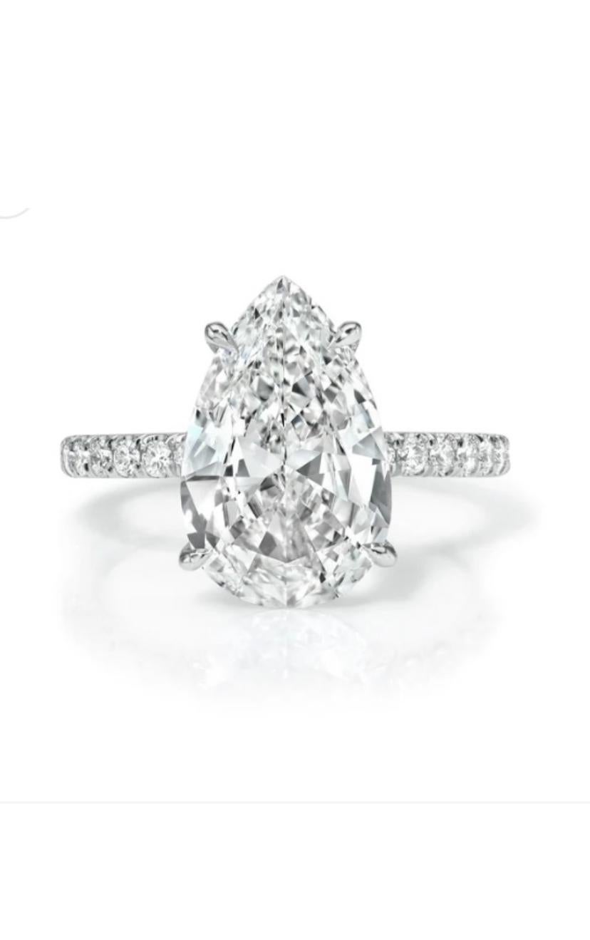 Taglio a goccia Anello solitario in oro 18k certificato GIA con 2,80 carati di diamante senza difetti e colore D. A. in vendita