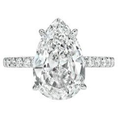 GIA Certified 2.80 Carat FLAWLESS Diamond D Color 18k Gold Solitaire Ring