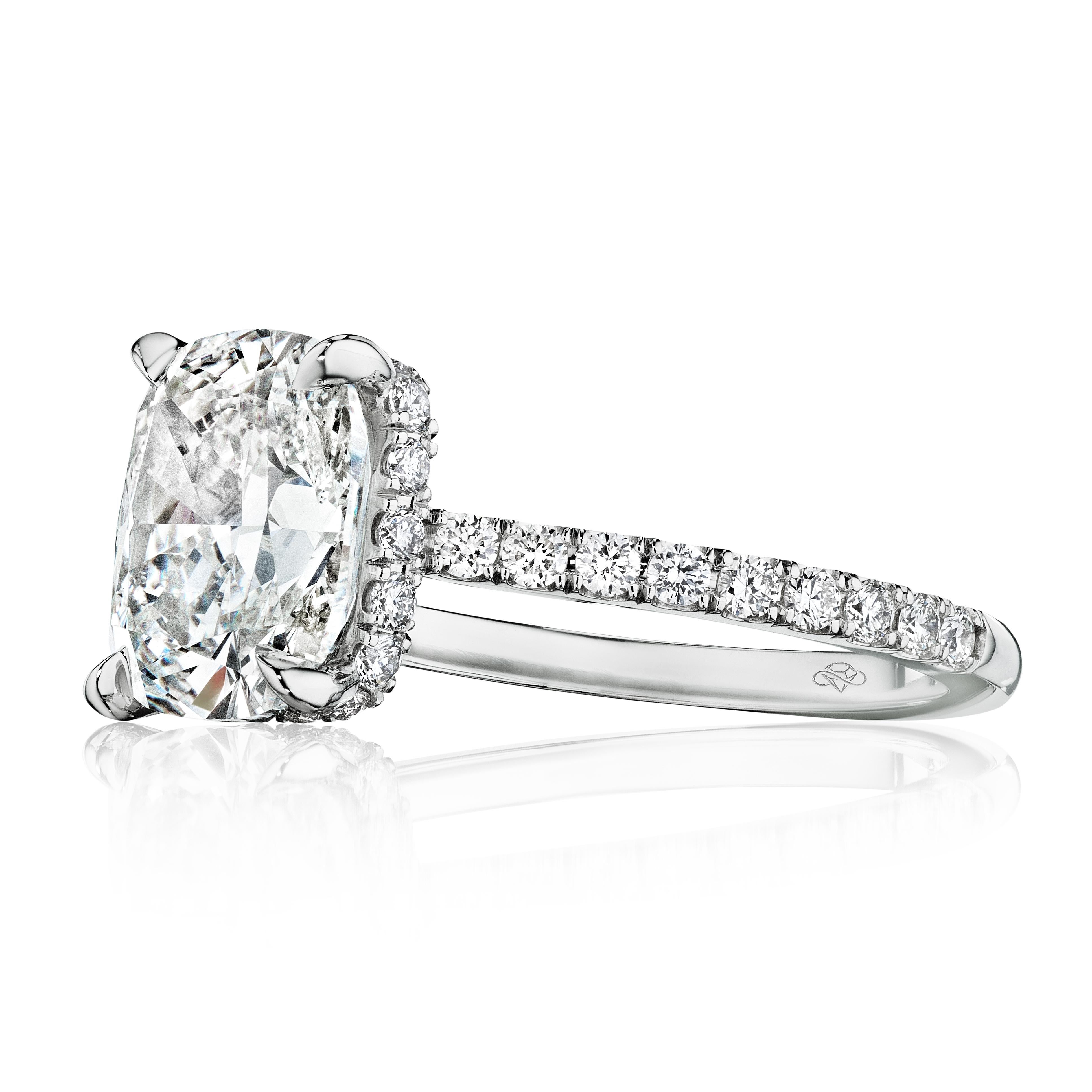 Modern GIA Certified 2.80 Carat G VVS2 Cushion Diamond Engagement Ring 