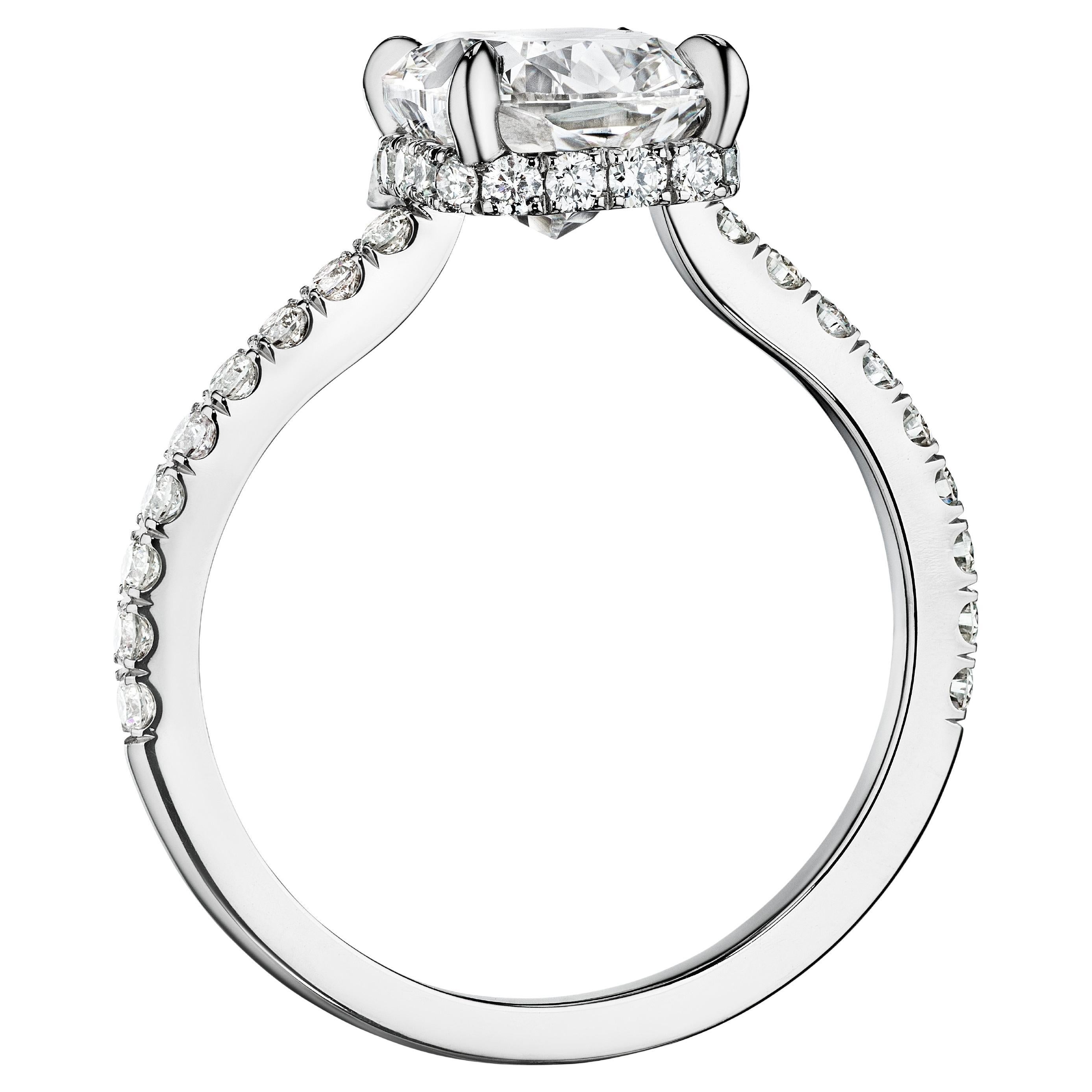 GIA-zertifizierter Verlobungsring „Harlow“ mit 2,80 Karat G VVS2 Diamant im Kissenschliff im Angebot