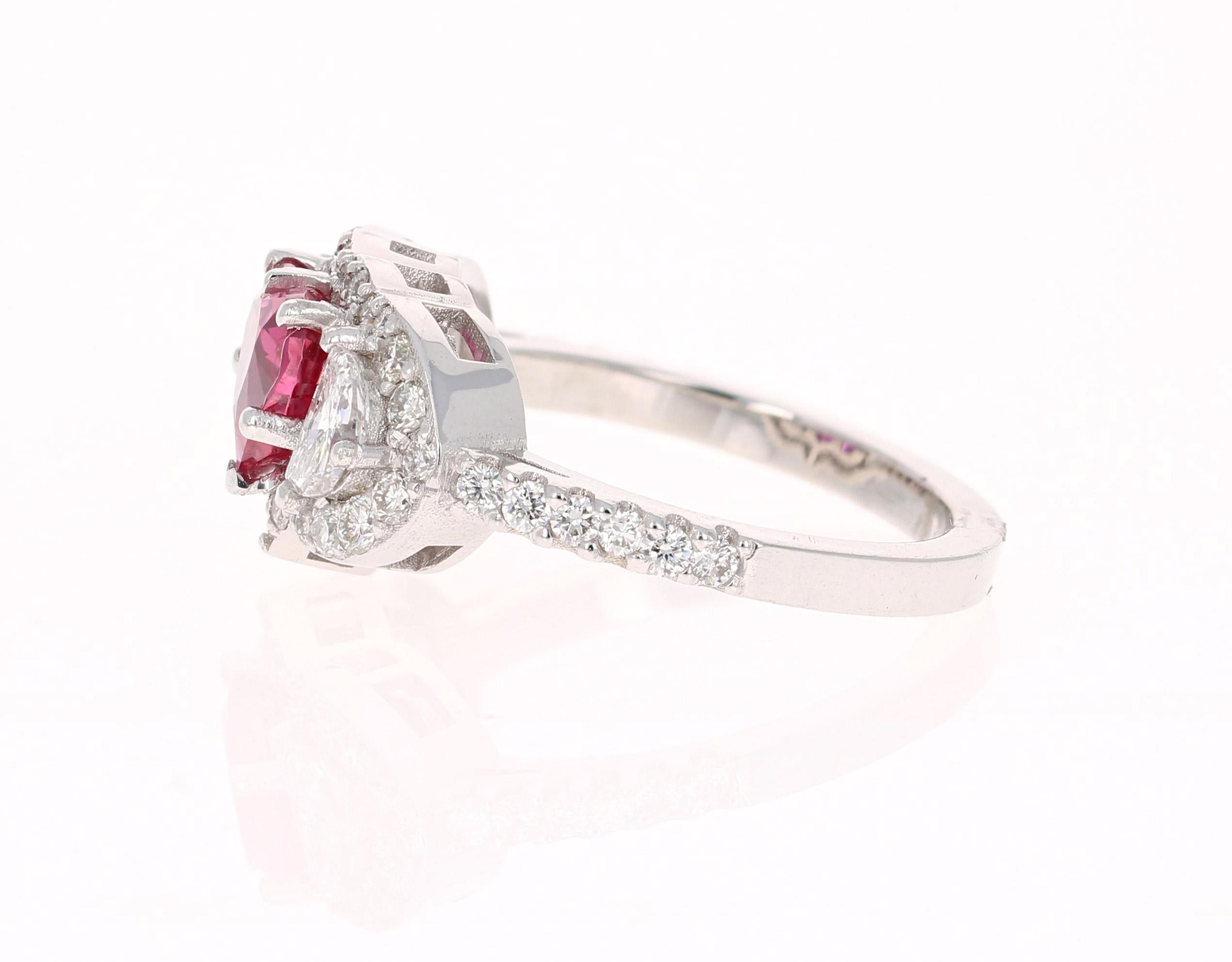 Contemporary GIA Certified 2.80 Carat Heart Cut Ruby Diamond 18 Karat White Gold Ring
