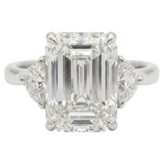 Diamante talla esmeralda de 2,81 quilates certificado por GIA Color E Claridad VVS2 Anillo de platino