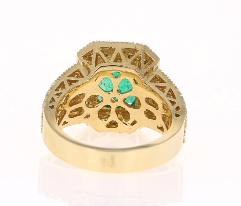 Emerald Cut GIA Certified 4.83 Carat Emerald Diamond 14 Karat Yellow Gold Ring For Sale