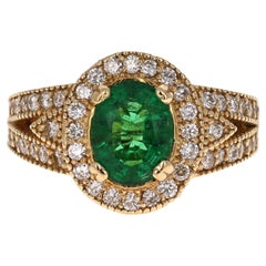 GIA Certified 2.82 Carat Emerald Diamond 14 Karat Yellow Gold Ring