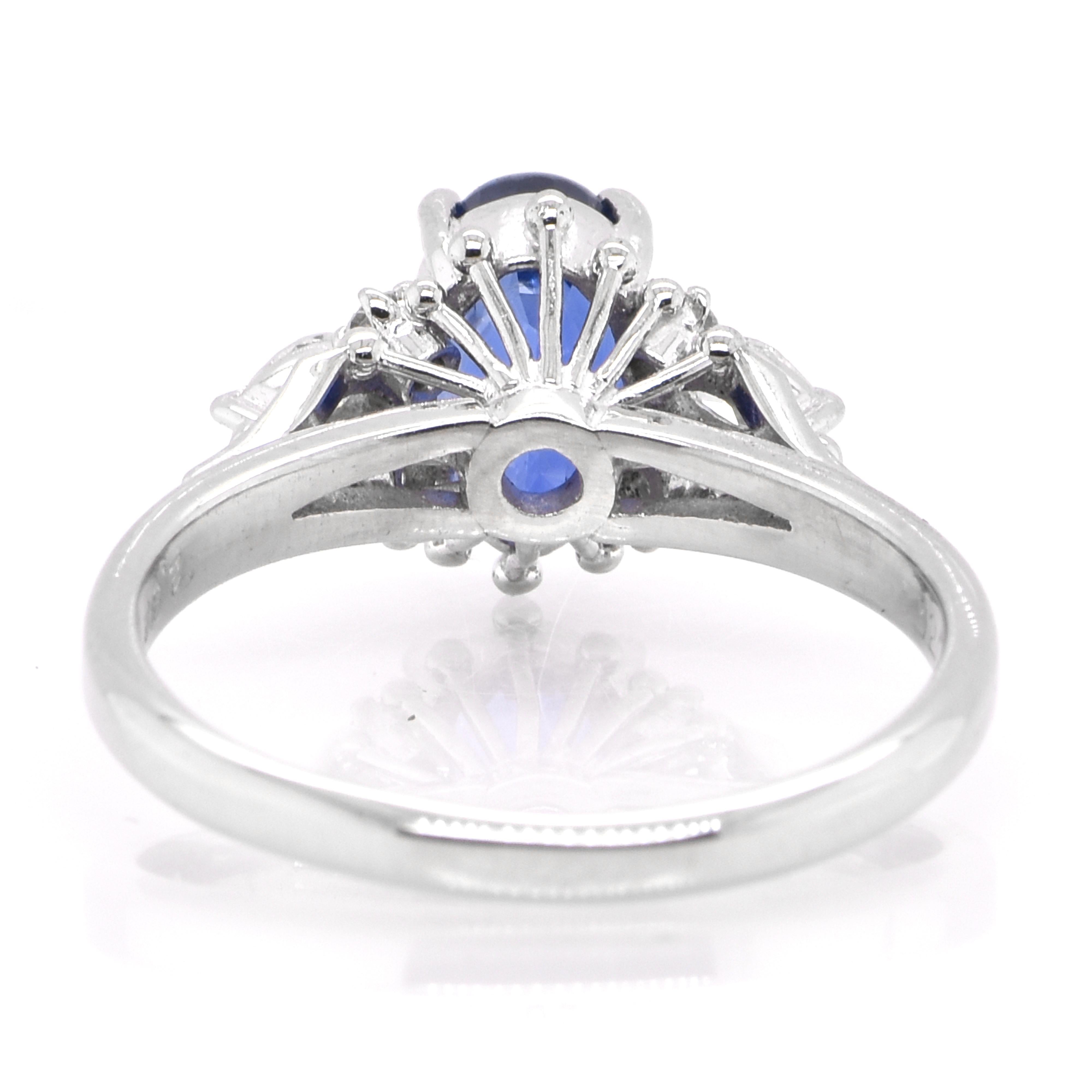 Women's GIA Certified 2.82 Carat Natural, Unheated, Ceylon Sapphire Ring Set in Platinum