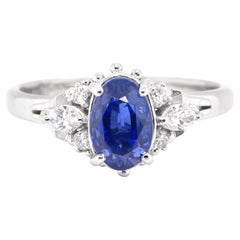 GIA Certified 2.82 Carat Natural, Unheated, Ceylon Sapphire Ring Set in Platinum