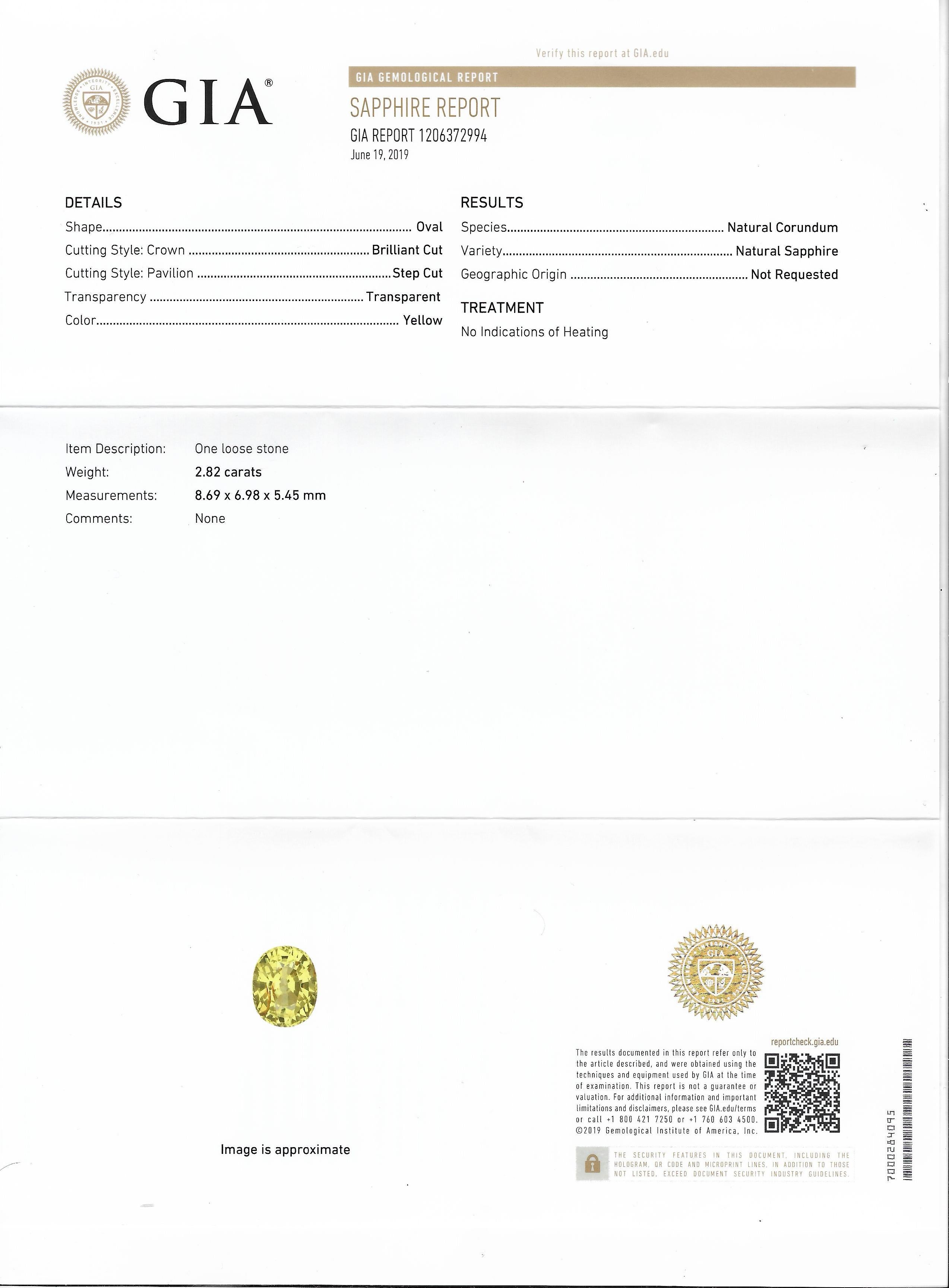 GIA Certified 2.82 Carat No Heat Yellow Sapphire Marquise Diamond Emerald Ring Neuf - En vente à Rome, IT
