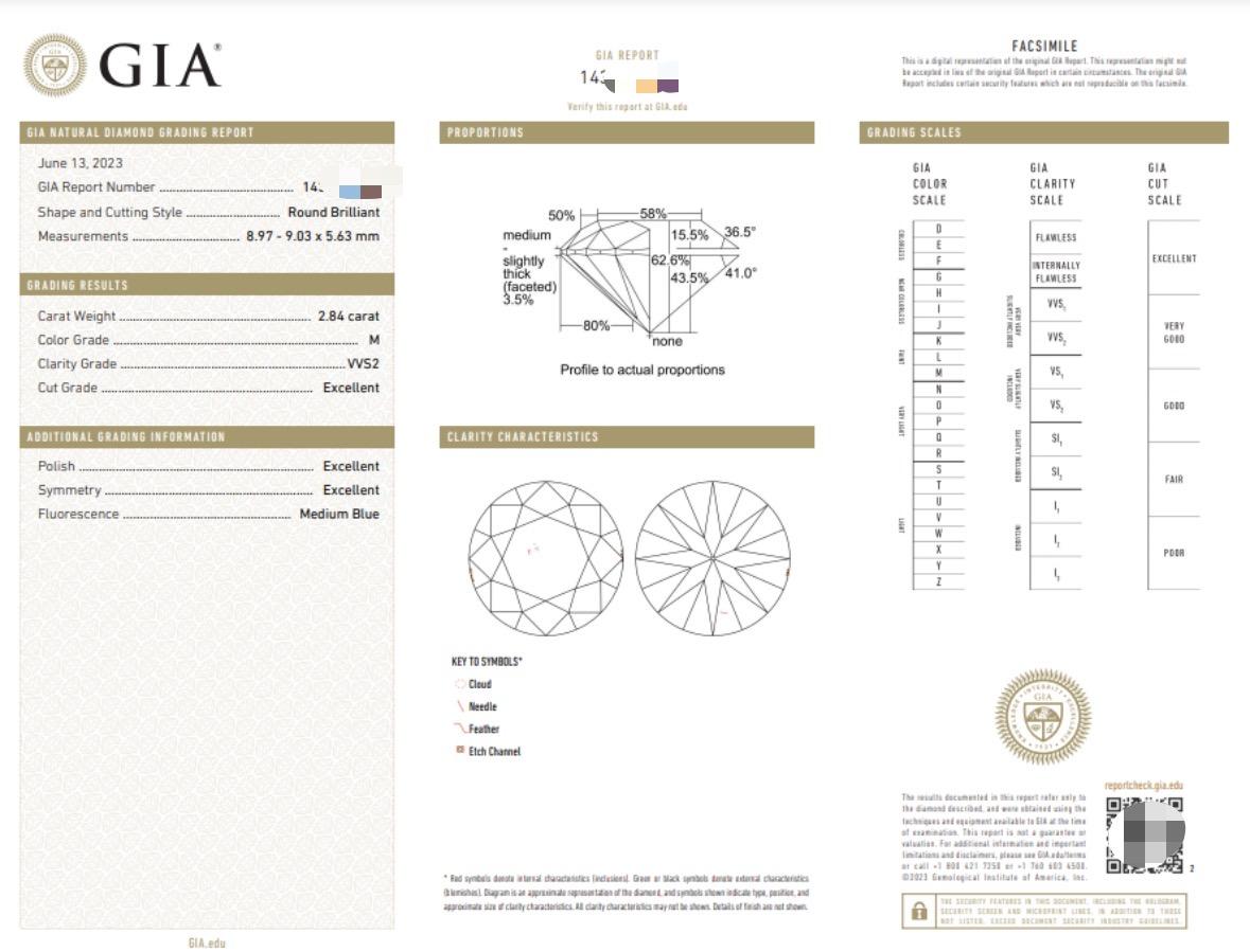 GIA-zertifizierter 2,84 Karat runder Brillant-Naturdiamant (Verlobungsringe) im Angebot 1