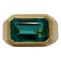 GIA zertifiziert 2,84ct sambischen Smaragd 18k Gelbgold Ost-West-Siegel Ring