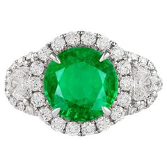 GIA Certified 2.85 Carat Green Emerald Cut Diamond Ring