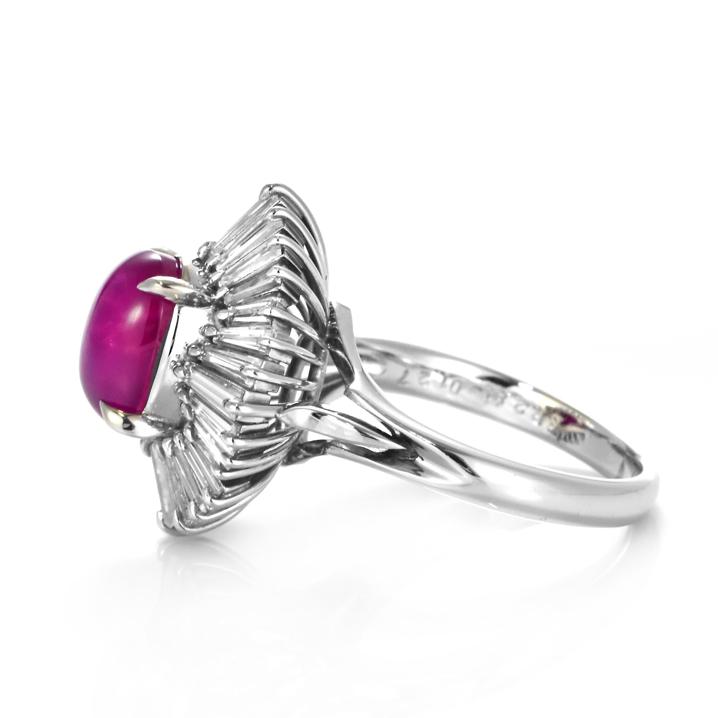 Anillo de diamantes y rubí estrella natural de 2,85 quilates certificado por el GIA y fabricado en platino en venta 6