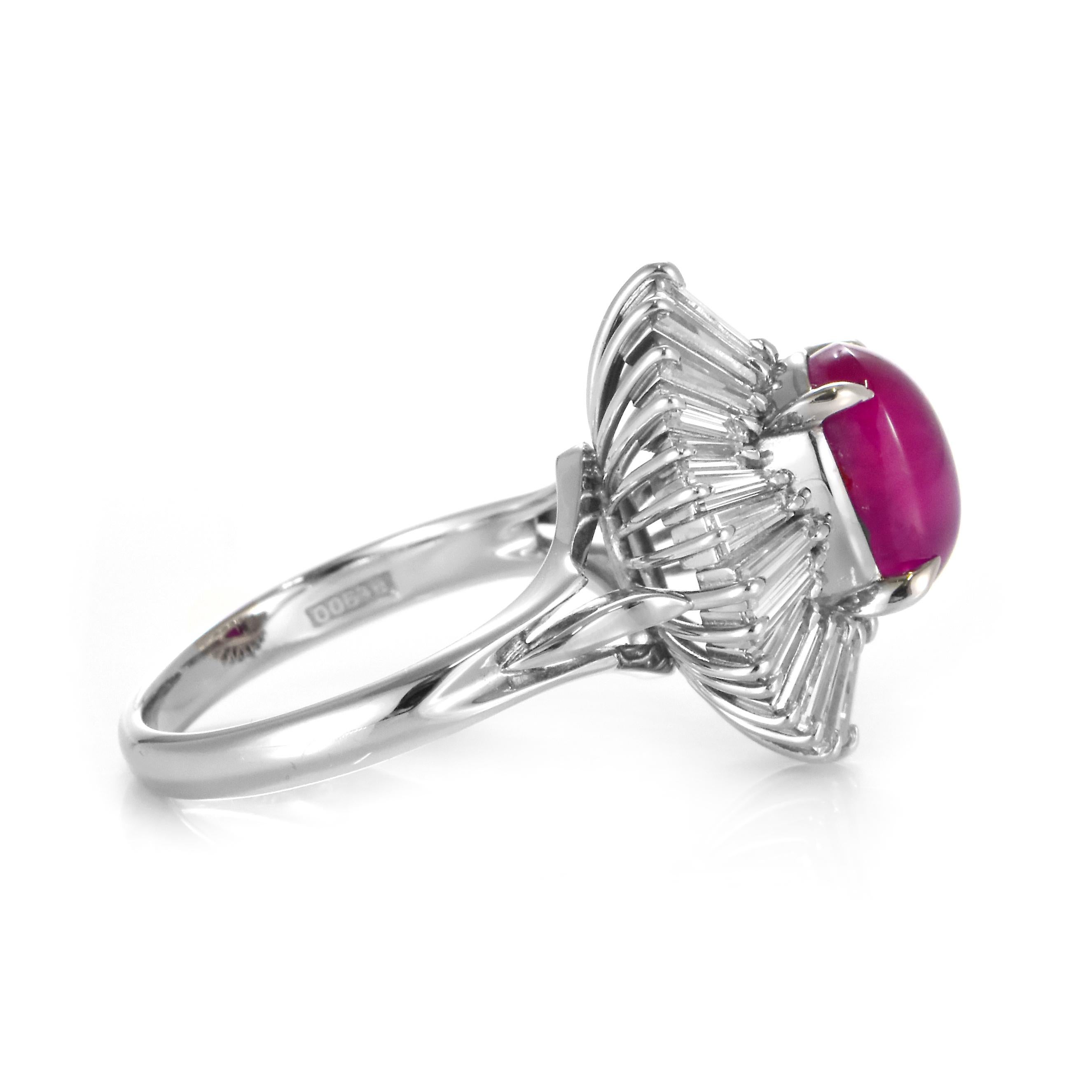 Anillo de diamantes y rubí estrella natural de 2,85 quilates certificado por el GIA y fabricado en platino en venta 7