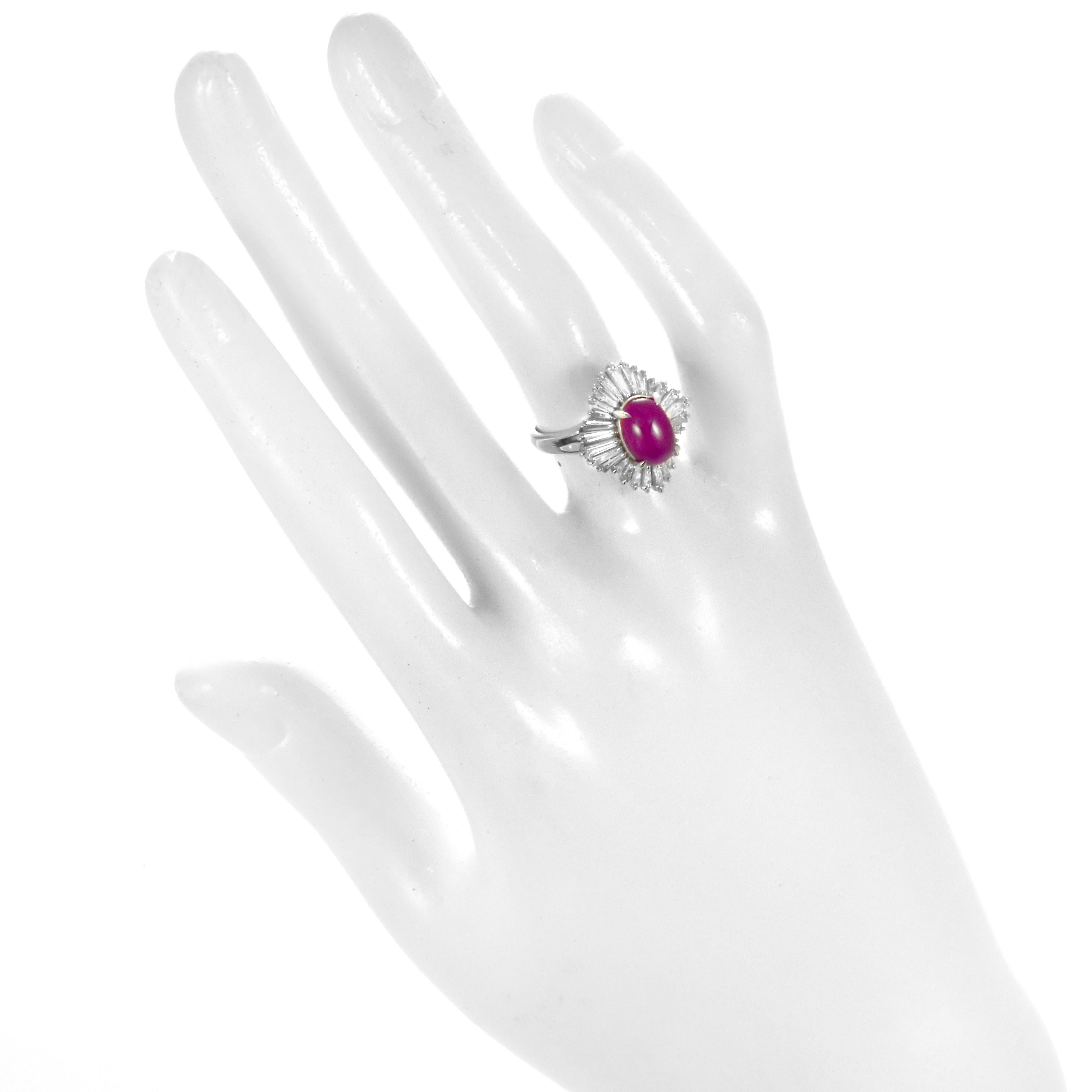Anillo de diamantes y rubí estrella natural de 2,85 quilates certificado por el GIA y fabricado en platino en venta 2