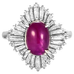 GIA Certified 2.85 Carat Natural Star Ruby and Diamond Ring Made in Platinum
