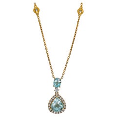 GIA-zertifizierte 2,85 Paraiba Round Diamond Gelbgold Halskette