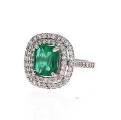 GIA Certified 2.86 Carat Emerald Diamond 14 Karat White Gold Engagement Ring