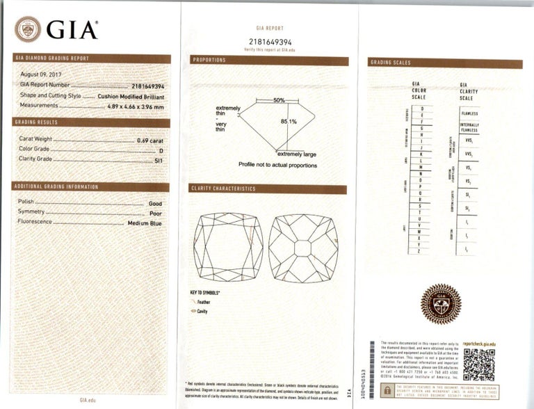 GIA Certified 2.87 Carat Diamond Three-Stone Platinum Ring For Sale 1