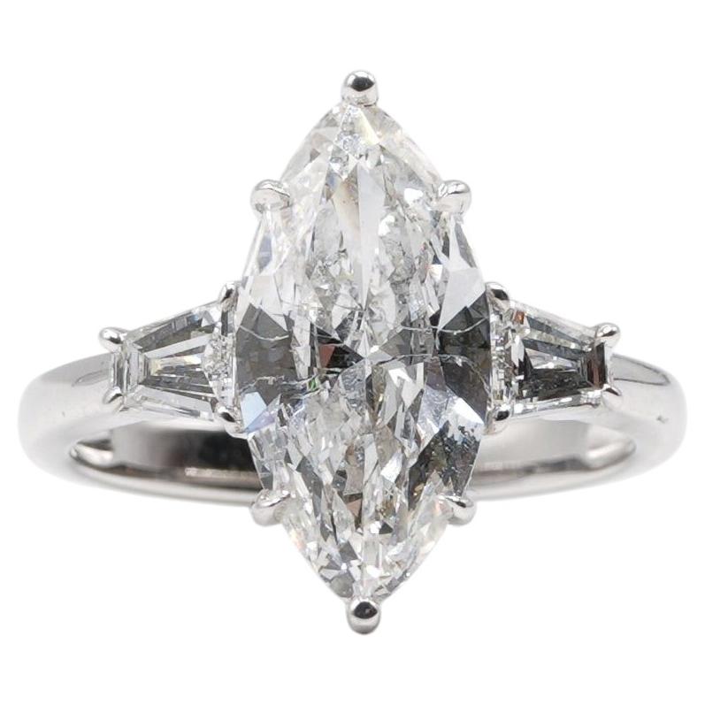 GIA-zertifiziert 2,87 Karat Marquise Schliff natürlichen Diamanten drei Stein Ring