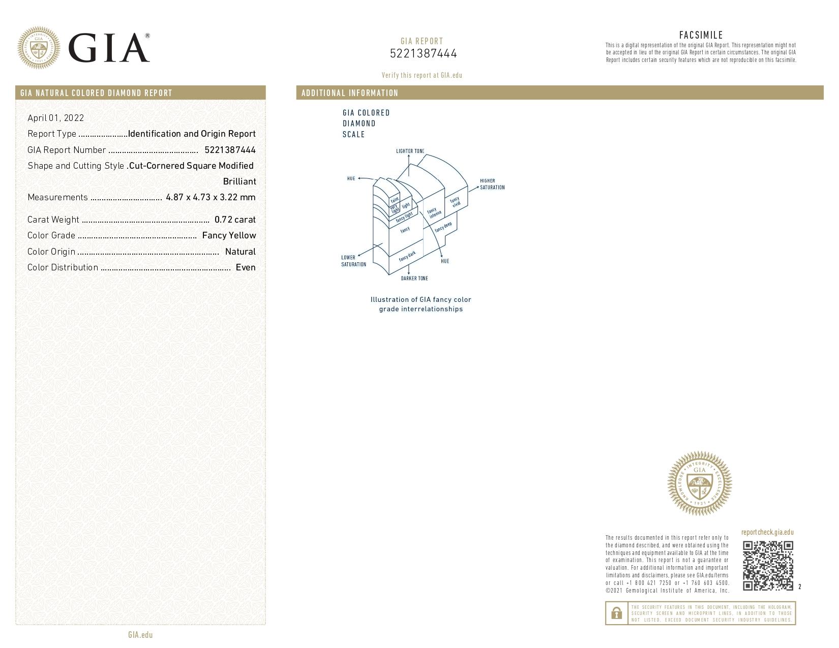 Women's GIA Certified 2.87 Carats Fancy Yellow Diamond Earrings in 18k White Gold For Sale