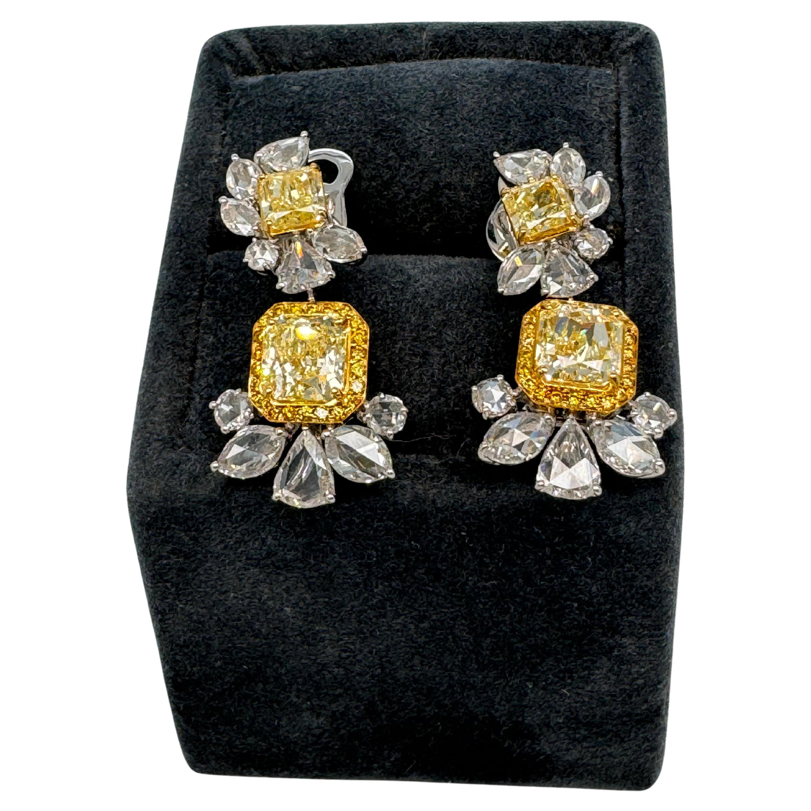 GIA-zertifizierte 2,87 Karat Fancy Yellow Diamond Ohrringe in 18k Weißgold