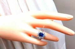 GIA Certified 2.87ct Natural No Heat Sapphire 2.64ct Diamond Ring Unheated 14kt