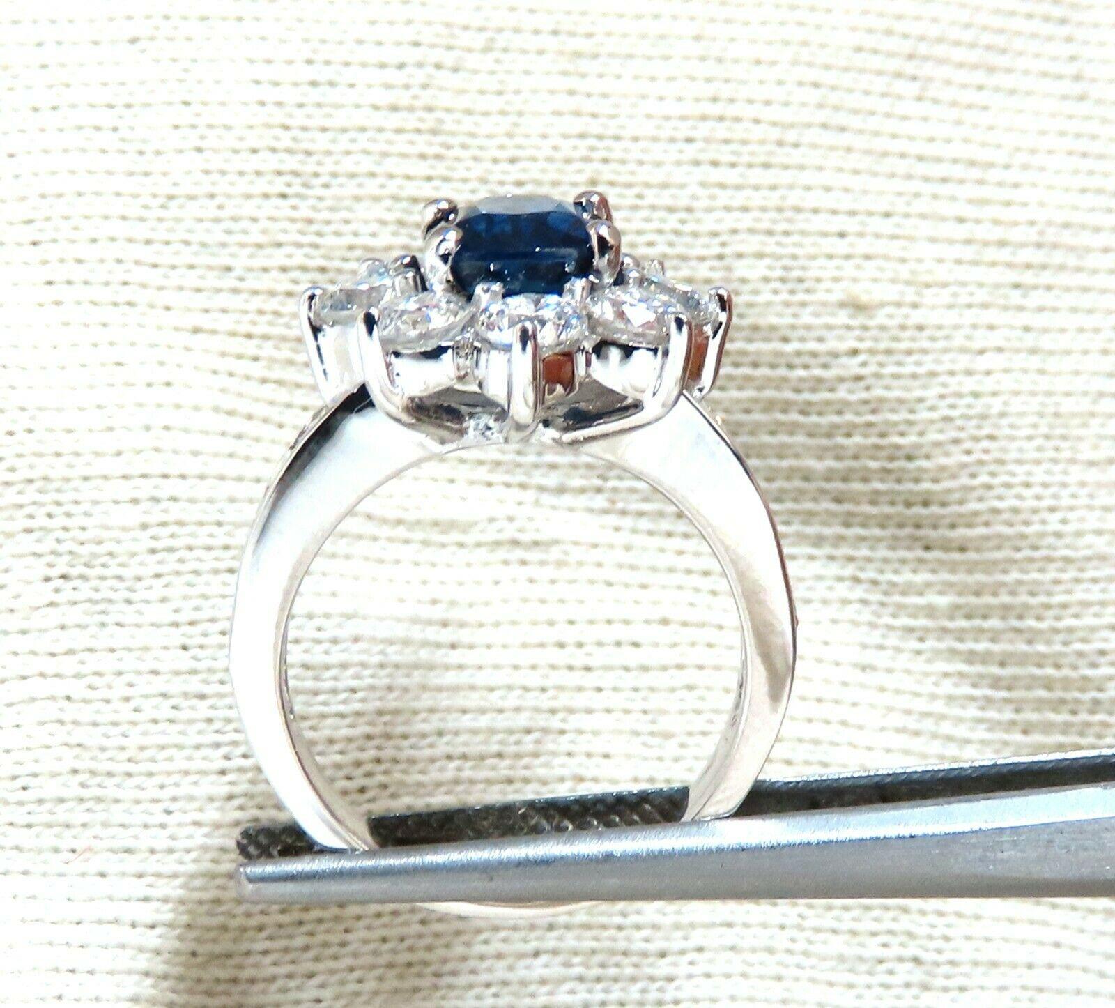 GIA Certified 2.87ct Natural No Heat Sapphire 2.64ct Diamond Ring Unheated 14kt In New Condition For Sale In New York, NY