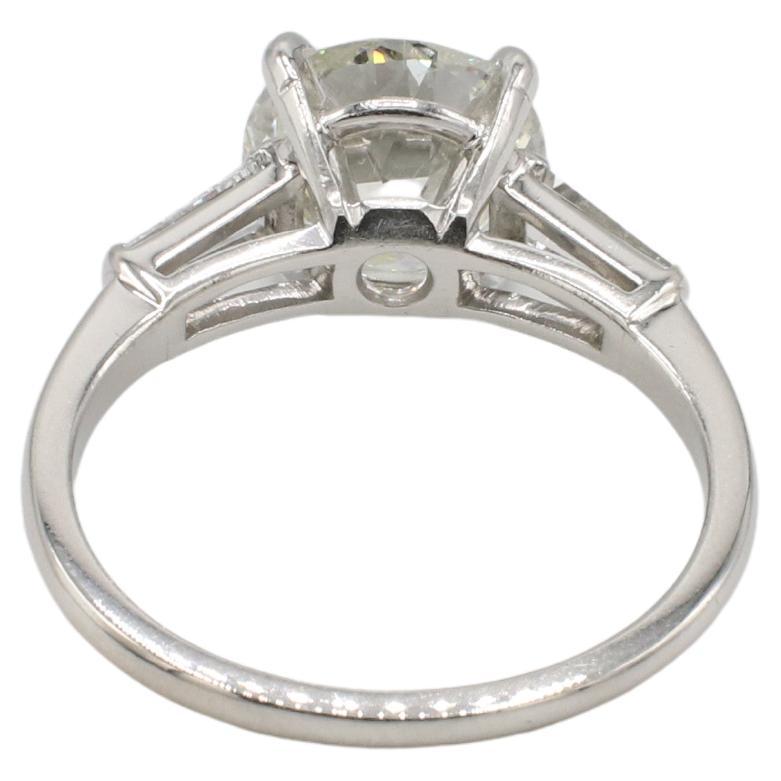 Moderne Bague de fiançailles certifiée GIA 2.88 I VS2 Diamant naturel de taille ancienne européenne en vente