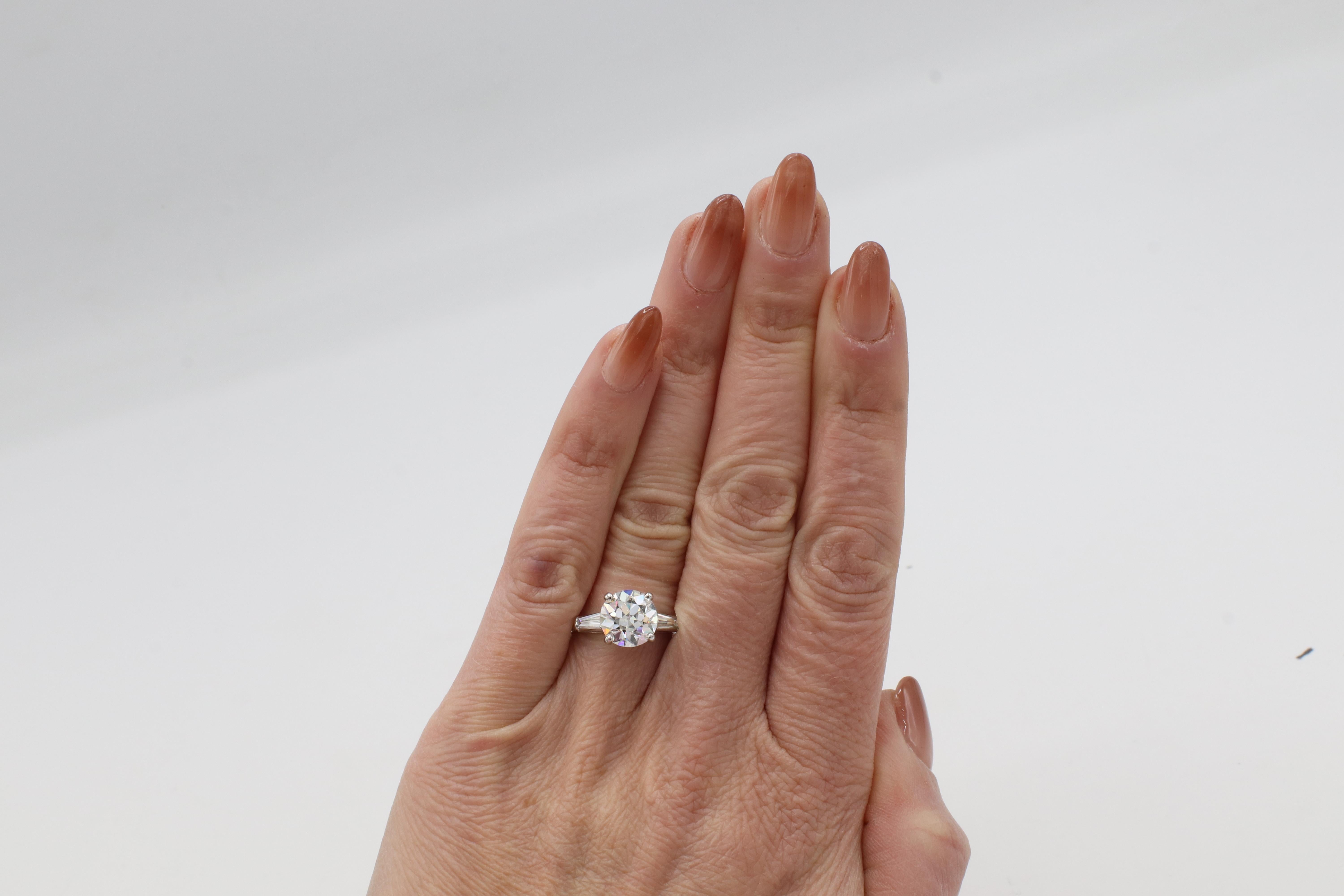 Bague de fiançailles certifiée GIA 2.88 I VS2 Diamant naturel de taille ancienne européenne Pour femmes en vente