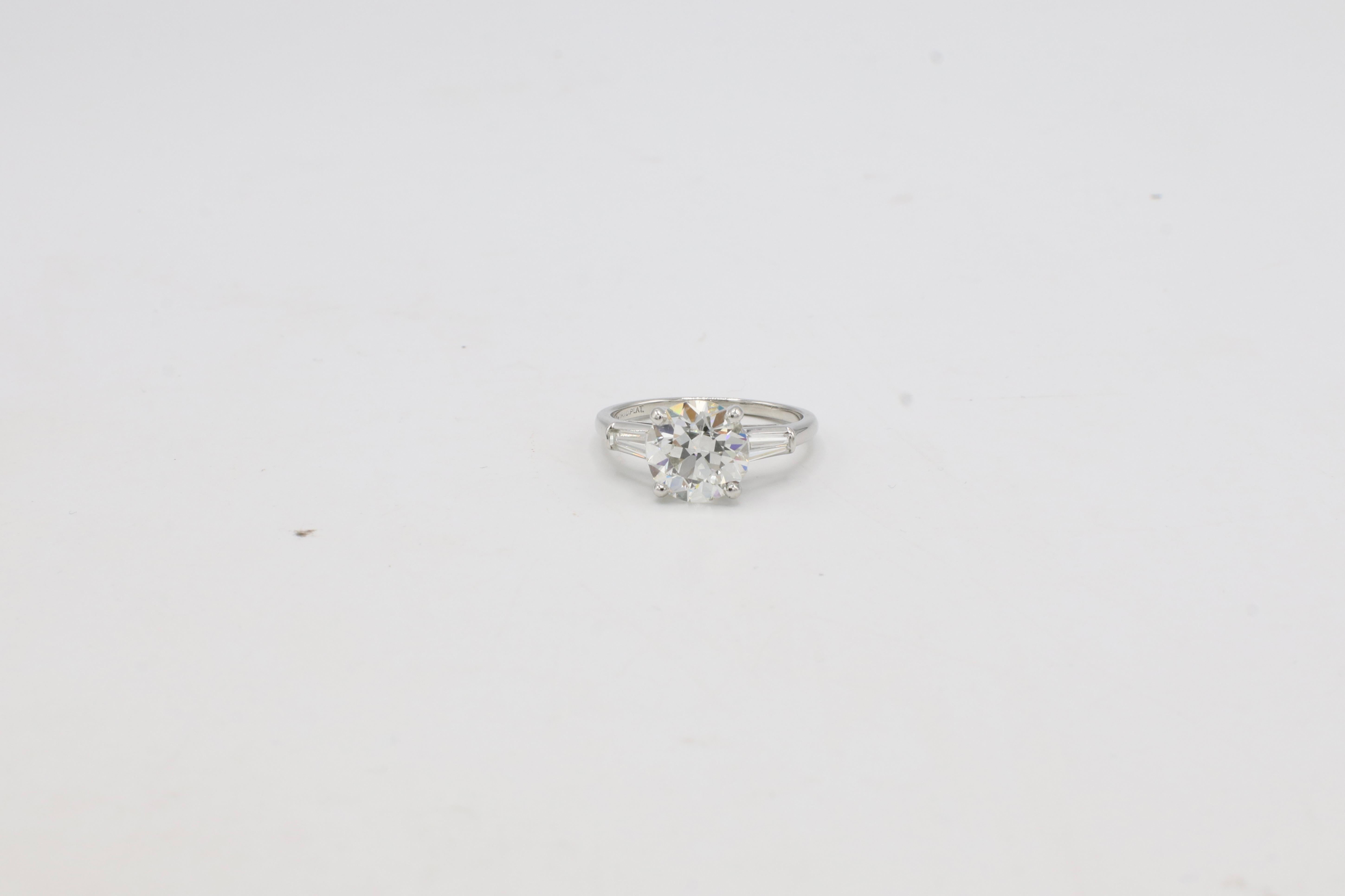 Bague de fiançailles certifiée GIA 2.88 I VS2 Diamant naturel de taille ancienne européenne en vente 3