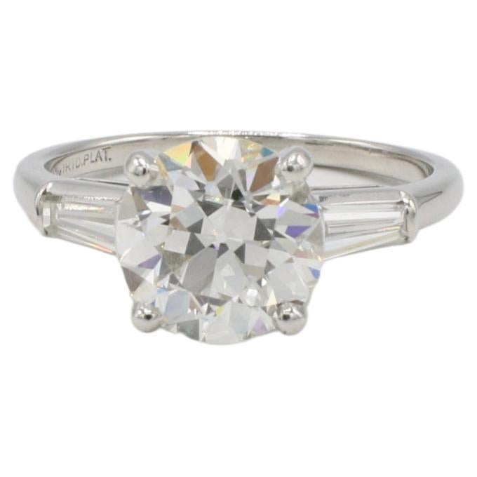 Bague de fiançailles certifiée GIA 2.88 I VS2 Diamant naturel de taille ancienne européenne en vente