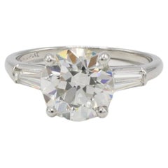 Bague de fiançailles certifiée GIA 2.88 I VS2 Diamant naturel de taille ancienne européenne