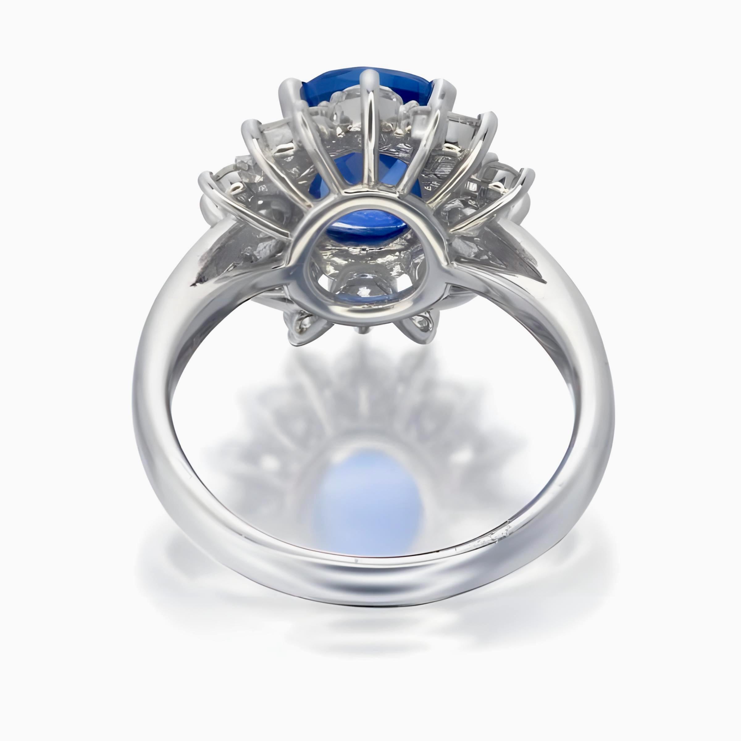 GIA zertifiziert 2,89 Karat Burma keine Hitze blauer Saphir Ring in 18K Weißgold im Zustand „Neu“ im Angebot in Bangkok, TH