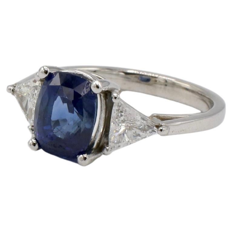 Anillo de compromiso con diamante zafiro azul natural certificado por GIA de 2,89 quilates sin calor Moderno en venta