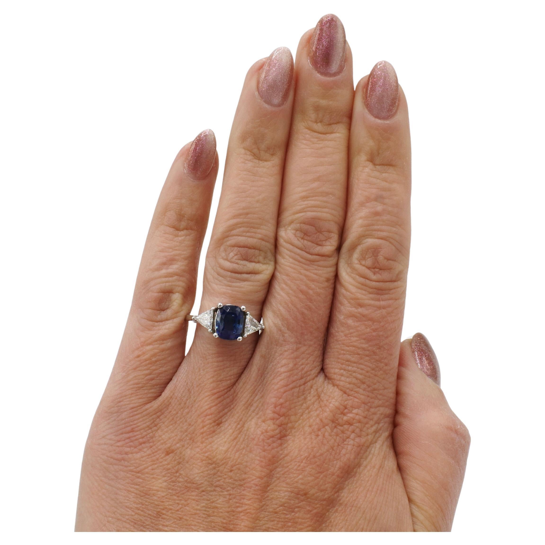 De las mujeres Anillo de compromiso con diamante zafiro azul natural certificado por GIA de 2,89 quilates sin calor en venta