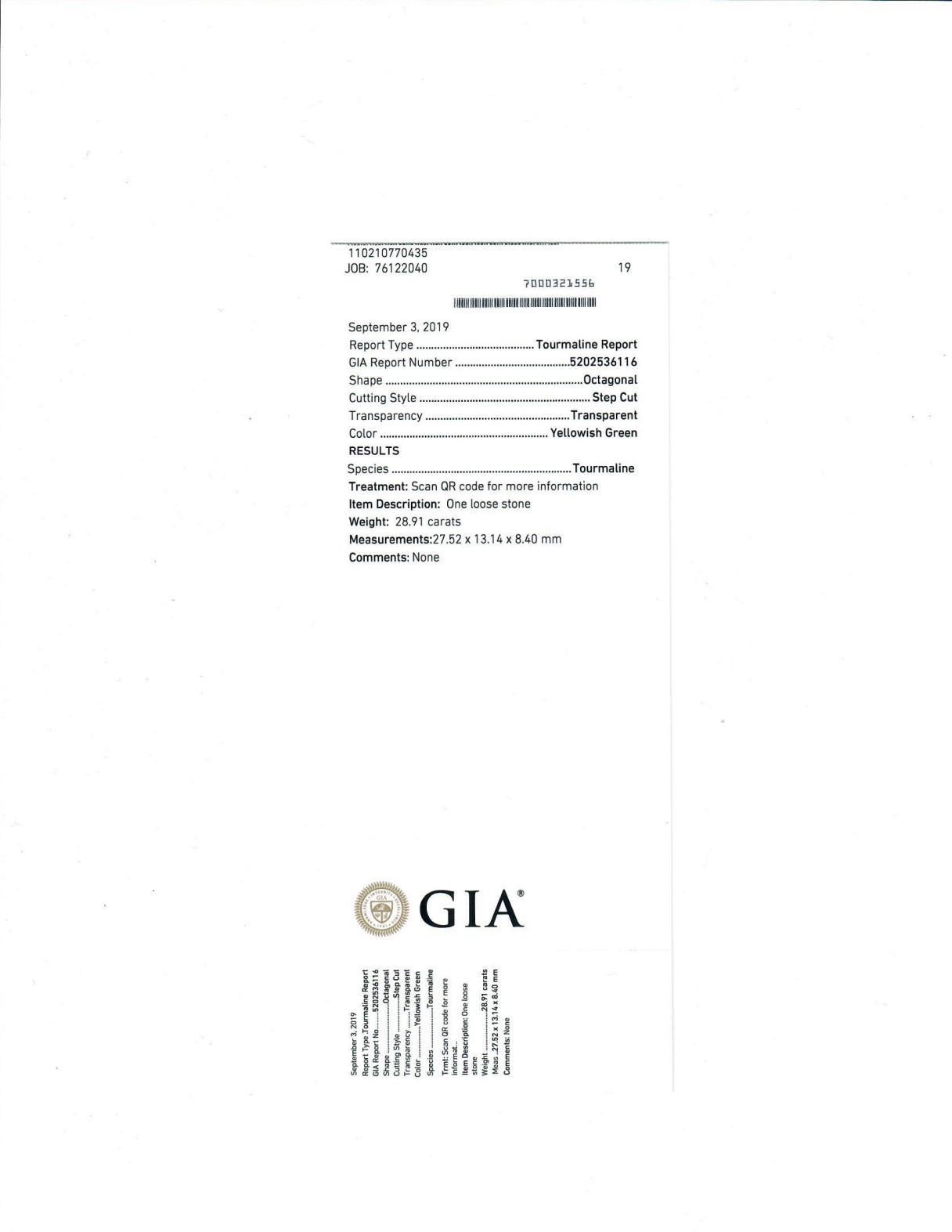 GIA Certified 28.91 Carat No Heating Tourmaline In New Condition For Sale In София, BG