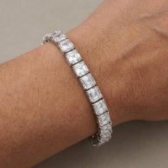 GIA-zertifiziertes Tennisarmband mit Diamanten im Asscher-Schliff (29 Karat) aus 18-karätigem Weißgold